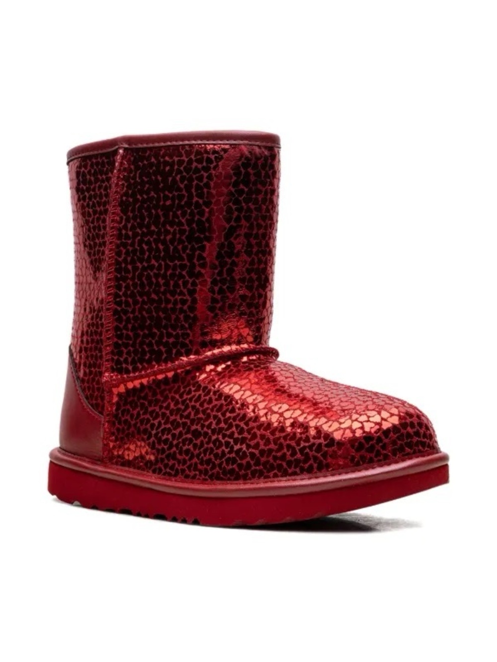 Ugg Youth Size 3 Classic II Gel Red Hearts Short Mid Boots Plush